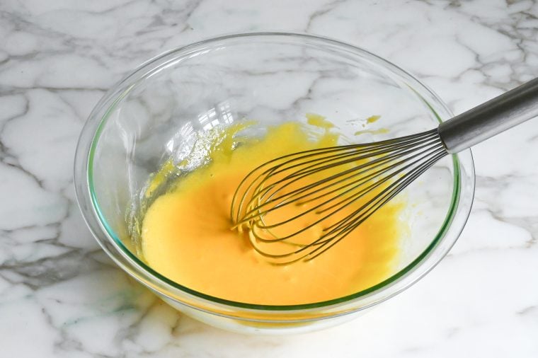 whisked egg and sugar mixture