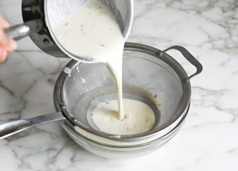 straining the cream