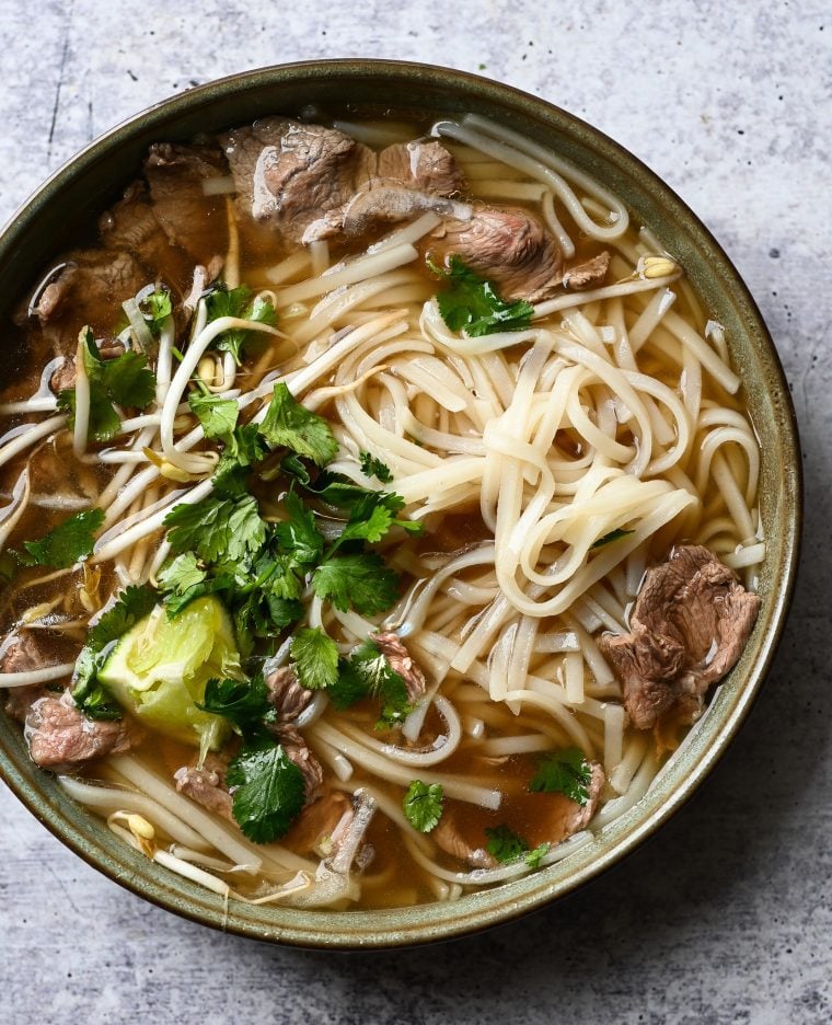 Bowl of beef pho.