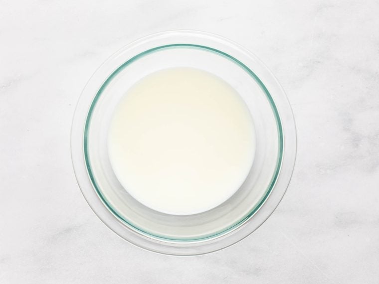 milk and water in bowl