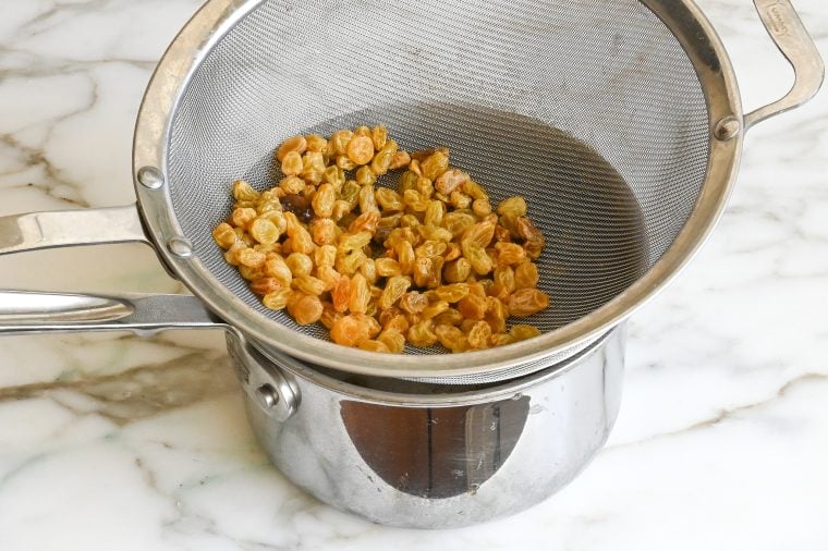 drained steeped raisins