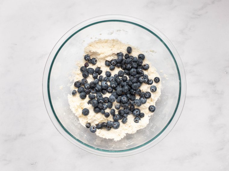 blueberries added to the dry ingredients