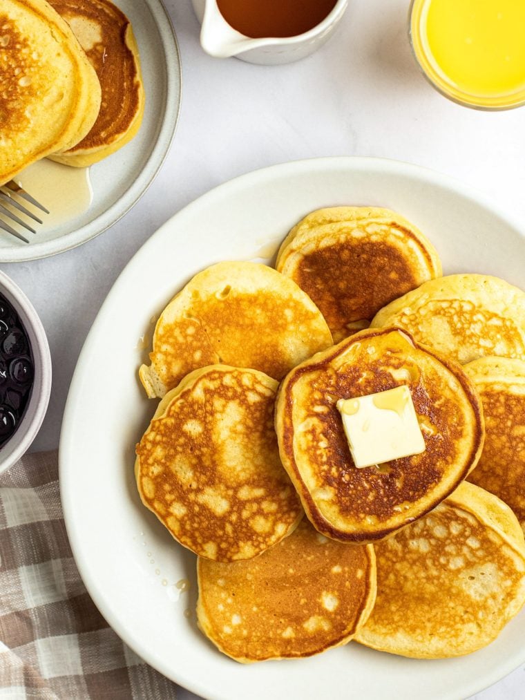 Plate of ricotta pancakes.