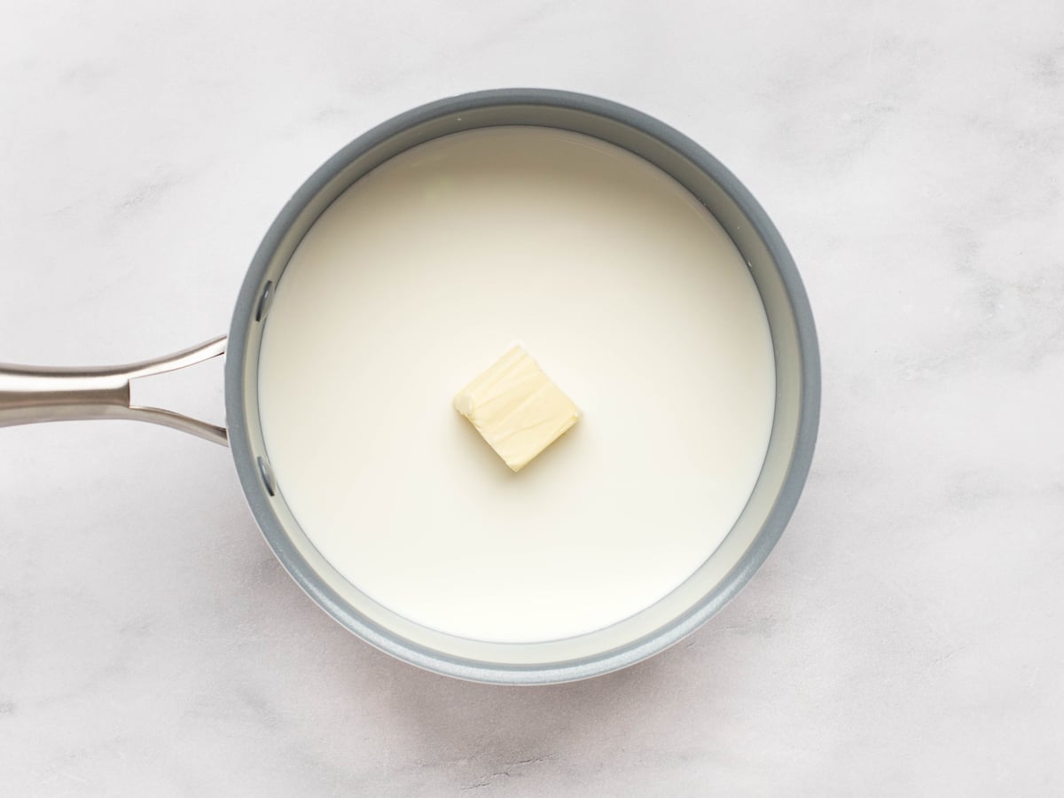 milk and butter in saucepan