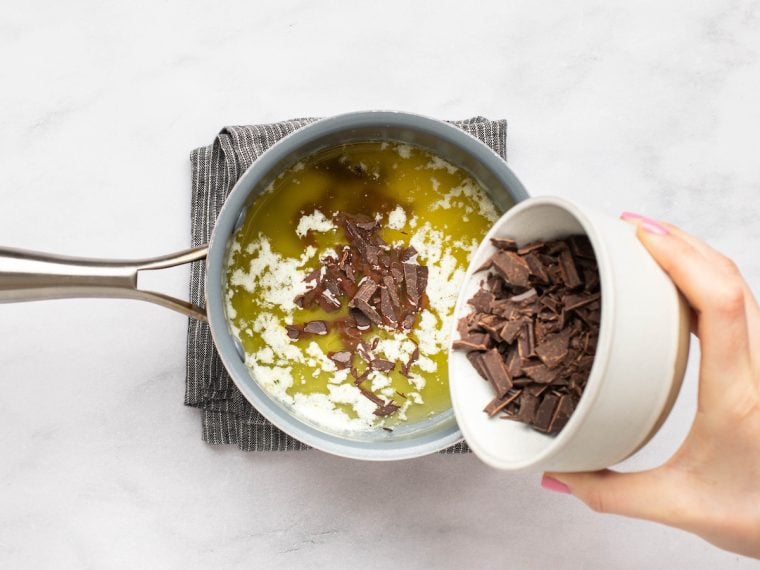 melting chocolate in hot butter