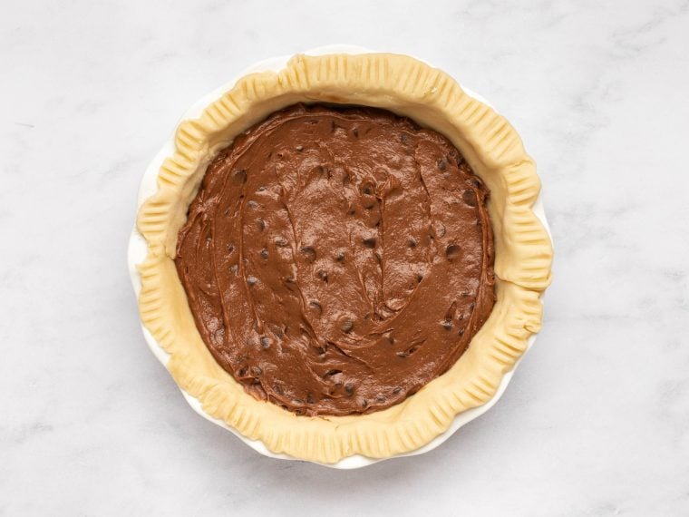batter poured into crust