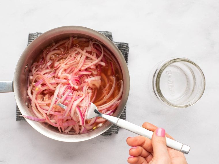 stirring onions