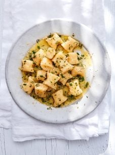 Ricotta gnocchi on a plate.