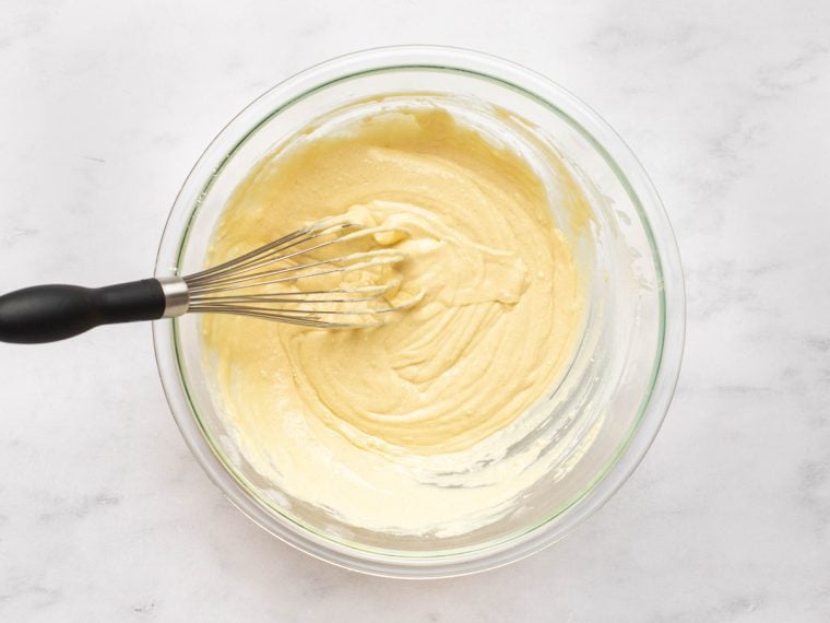 ricotta pancake batter in mixing bowl