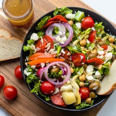 Large bowl of antipasto salad.