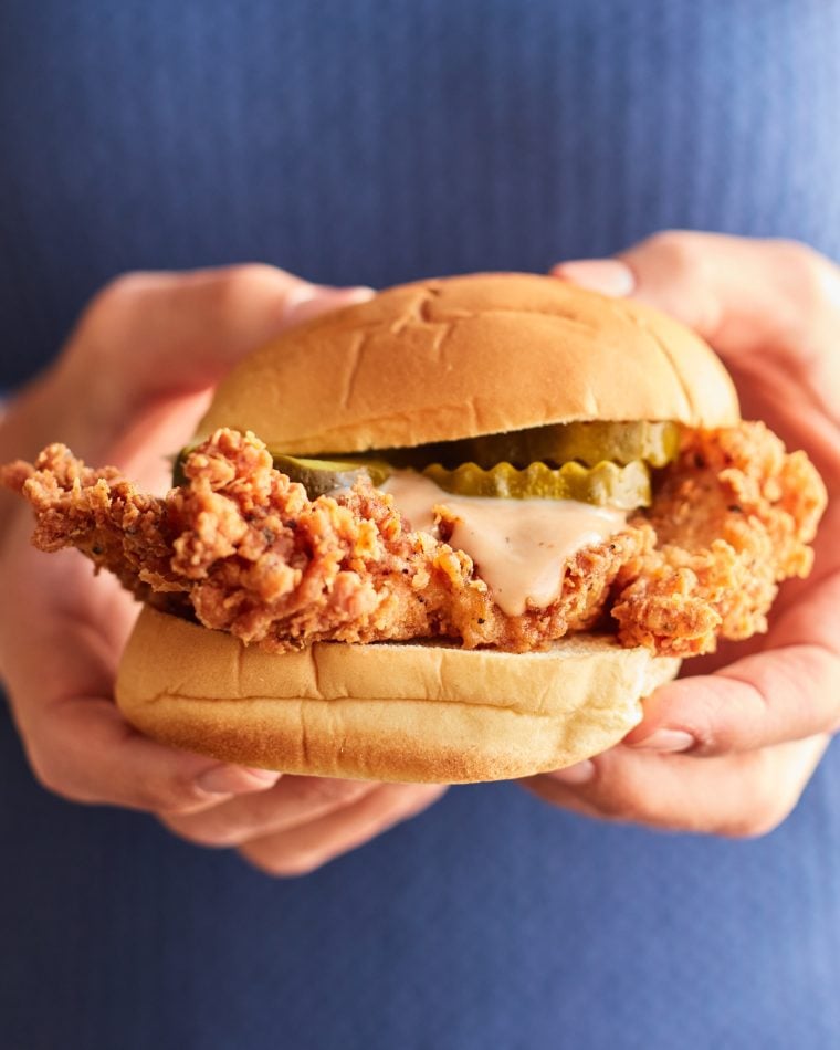 assembled fried chicken sandwiches