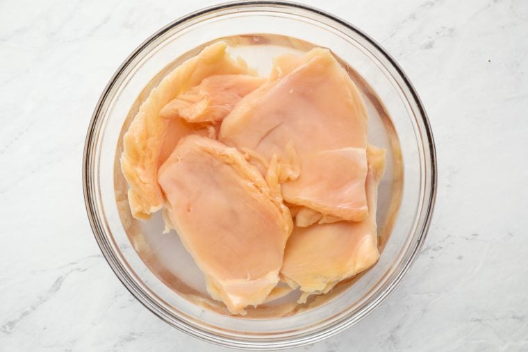 chicken in bowl with brine