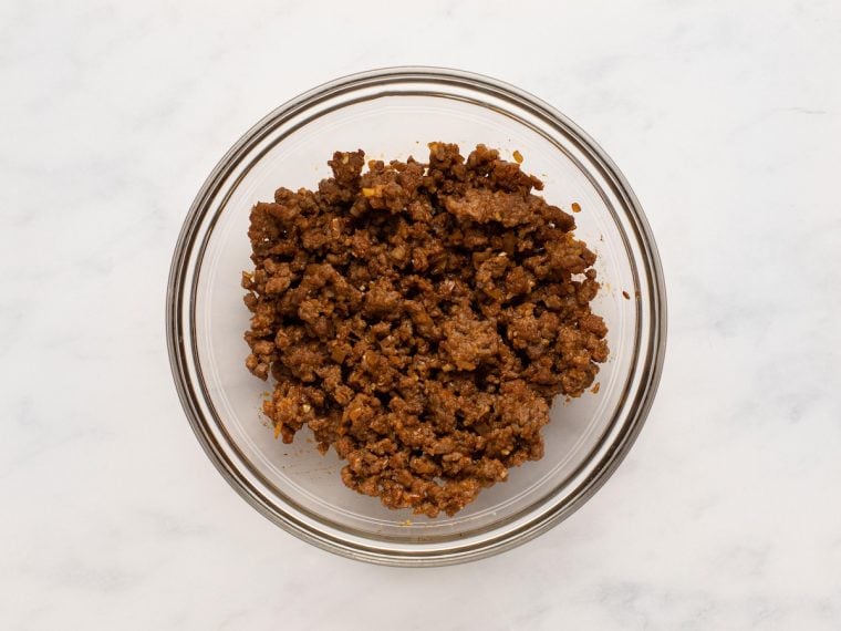 beef mixture cooling in bowl