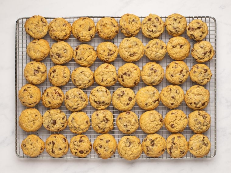 oatmeal chocolate chip cookies on cooling rack