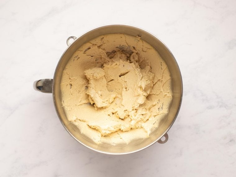 vanilla and eggs beaten into butter/sugar mixture