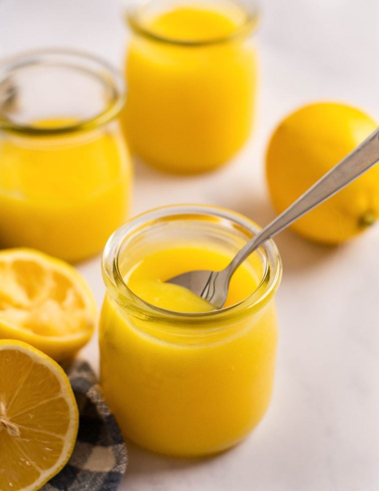 Lemon curd in decorative jars