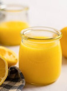 Small glass of lemon curd.