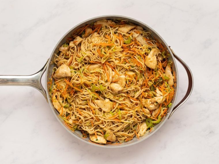 all ingredients combined in pan