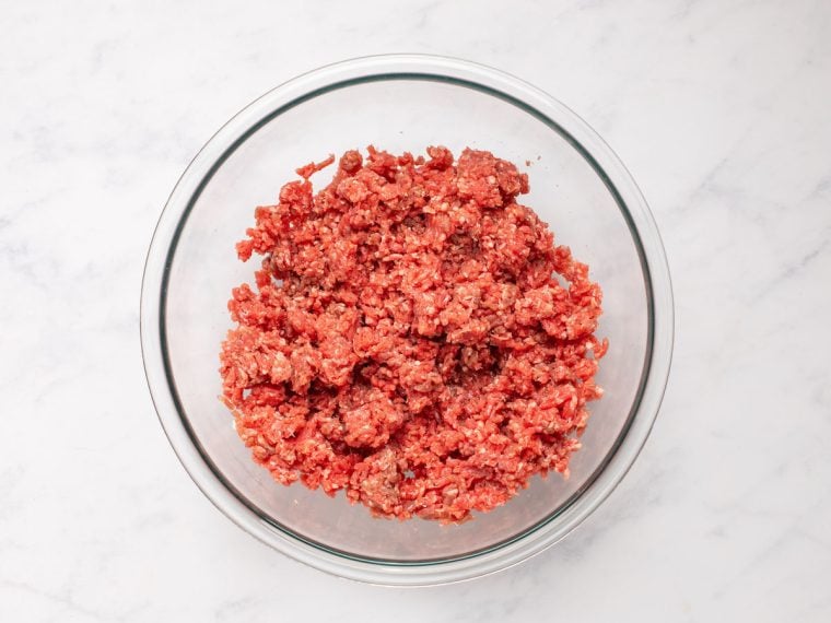 beef and baking soda in bowl for taco recipe