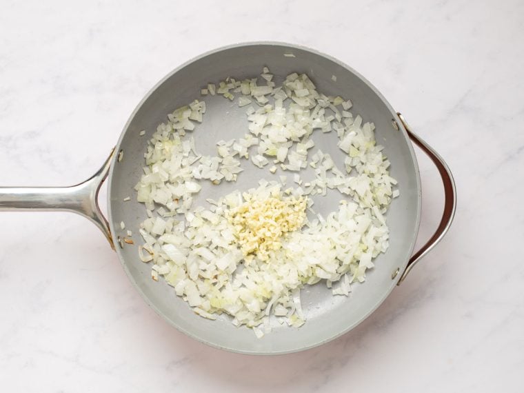 onion and garlic in skillet