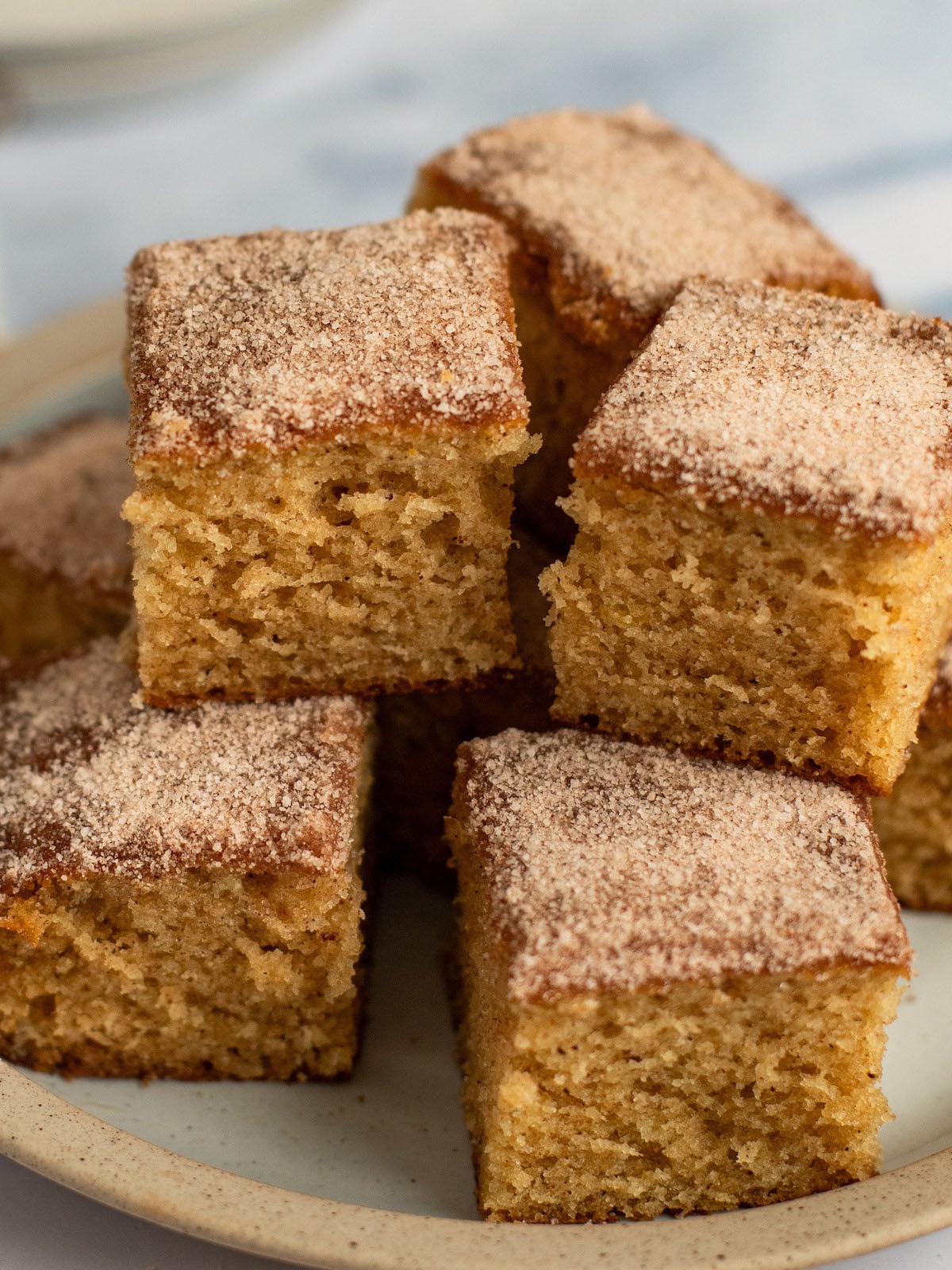 pieces of apple cider donut cake on plate