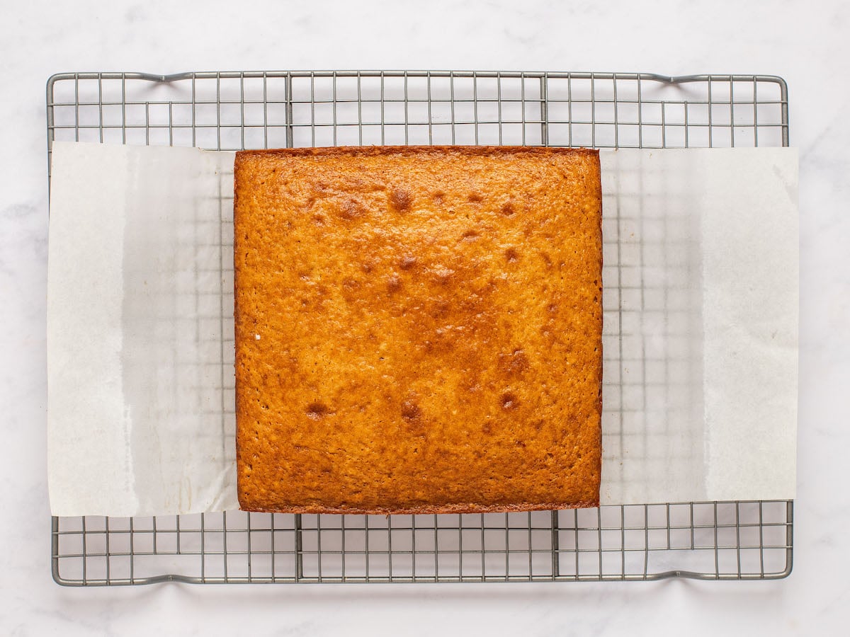 cake cooling on rack