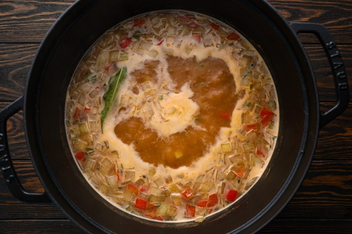 contents of dutch oven boiling