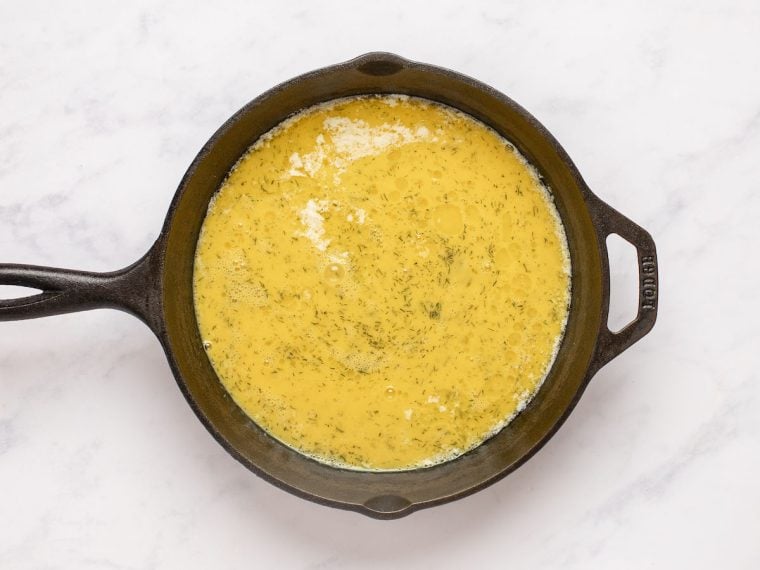 egg mixture in skillet