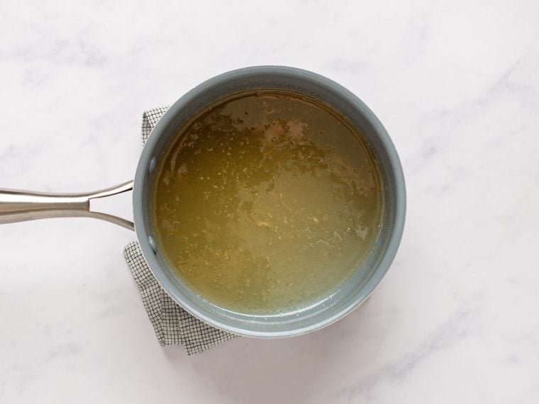 butter, sugar, water, and vanilla combined in sauce pan