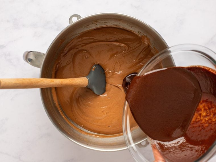 adding coffee to cake batter