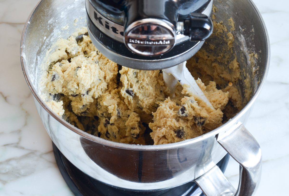 gluten-free chocolate chip cookie dough in bowl