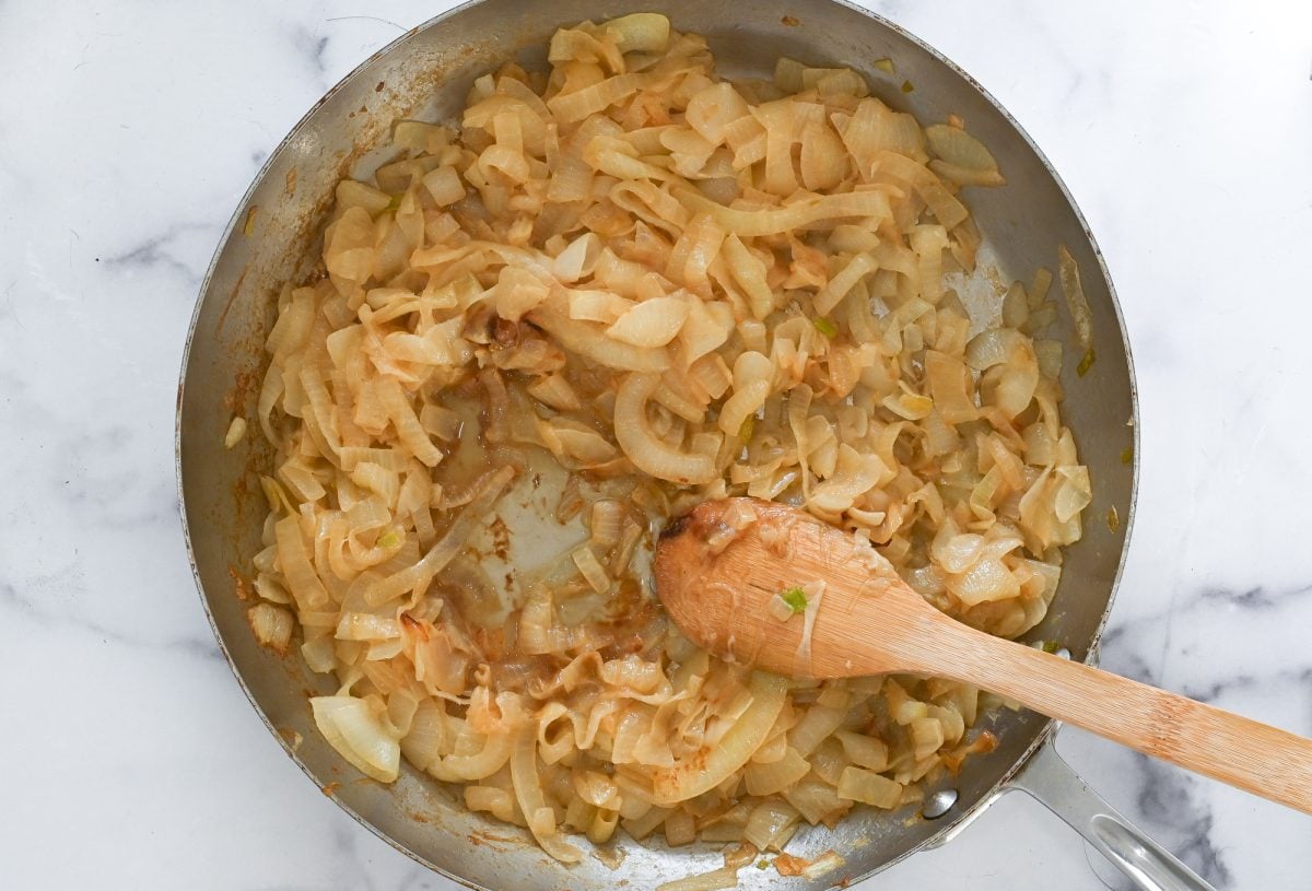 deglazing the pan with a bit of water