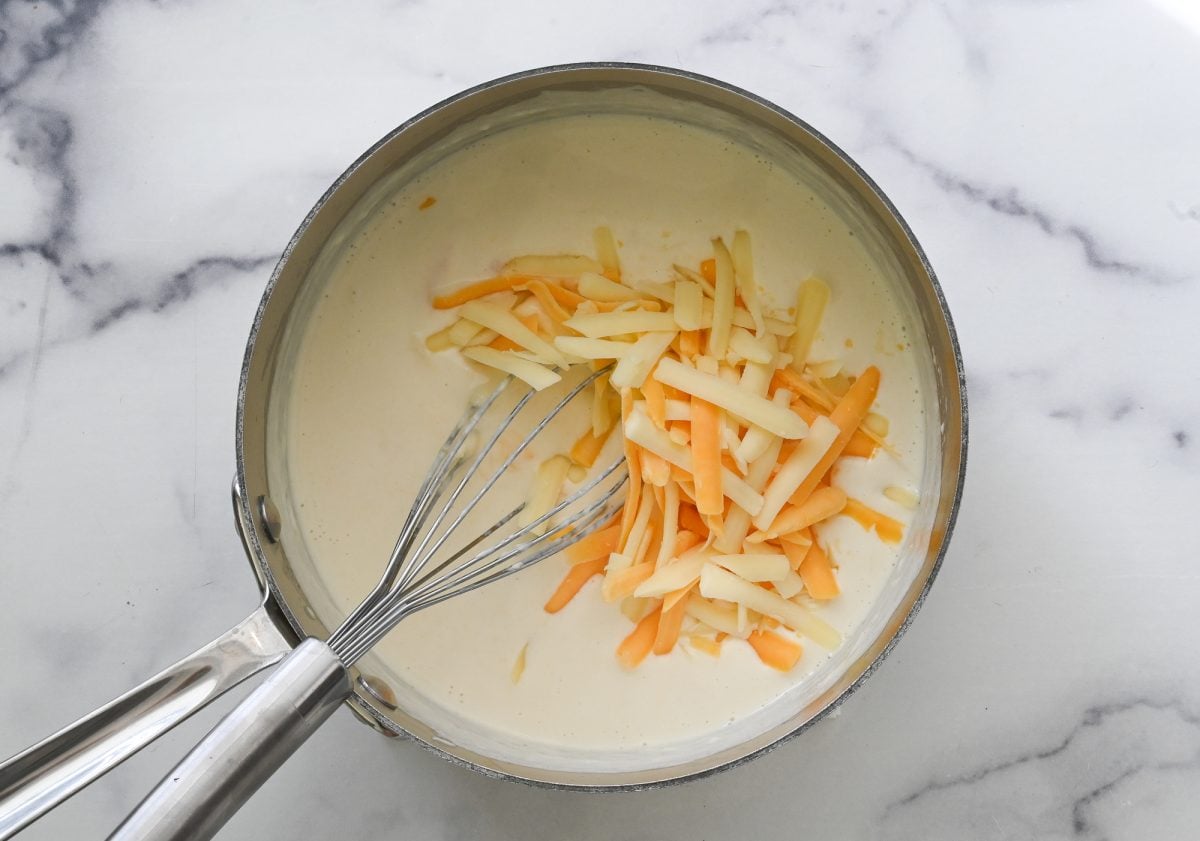 whisking in the cheese