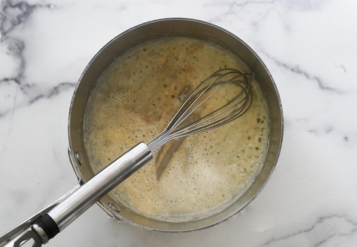 whisking the flour