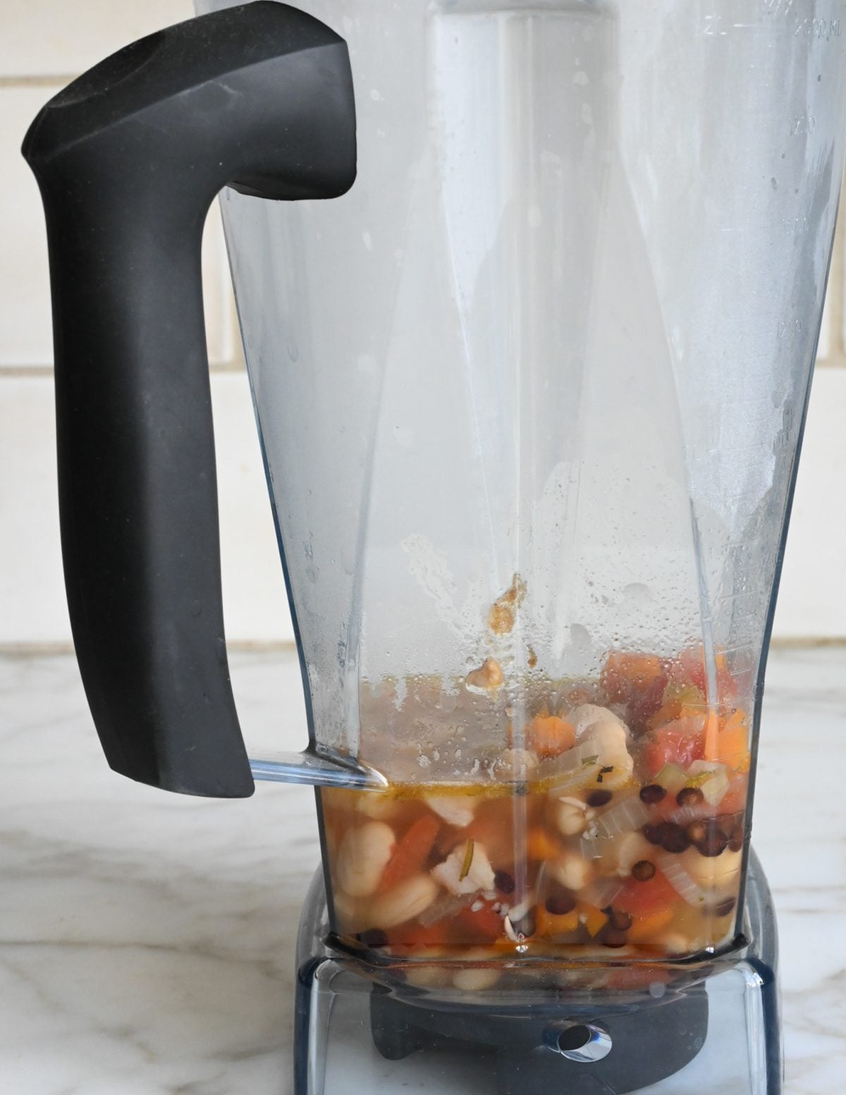 a bit of soup in blender.