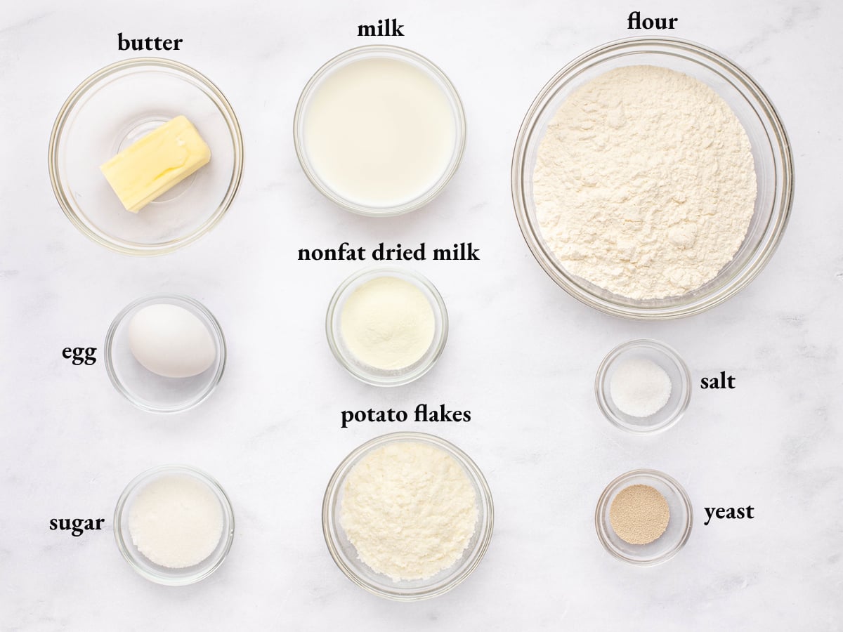 ingredients to make dinner rolls
