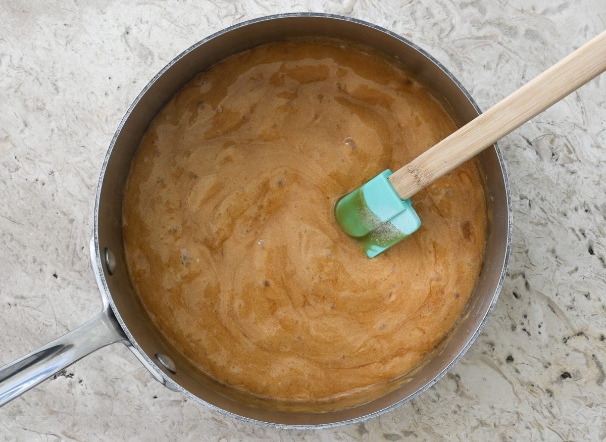 foamy caramel mixture