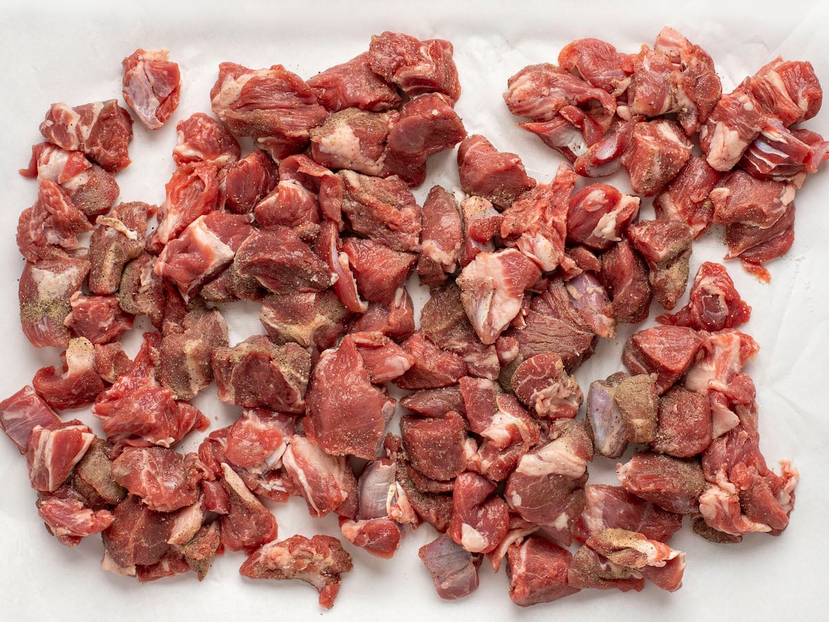 lamb meat seasoned with salt and pepper