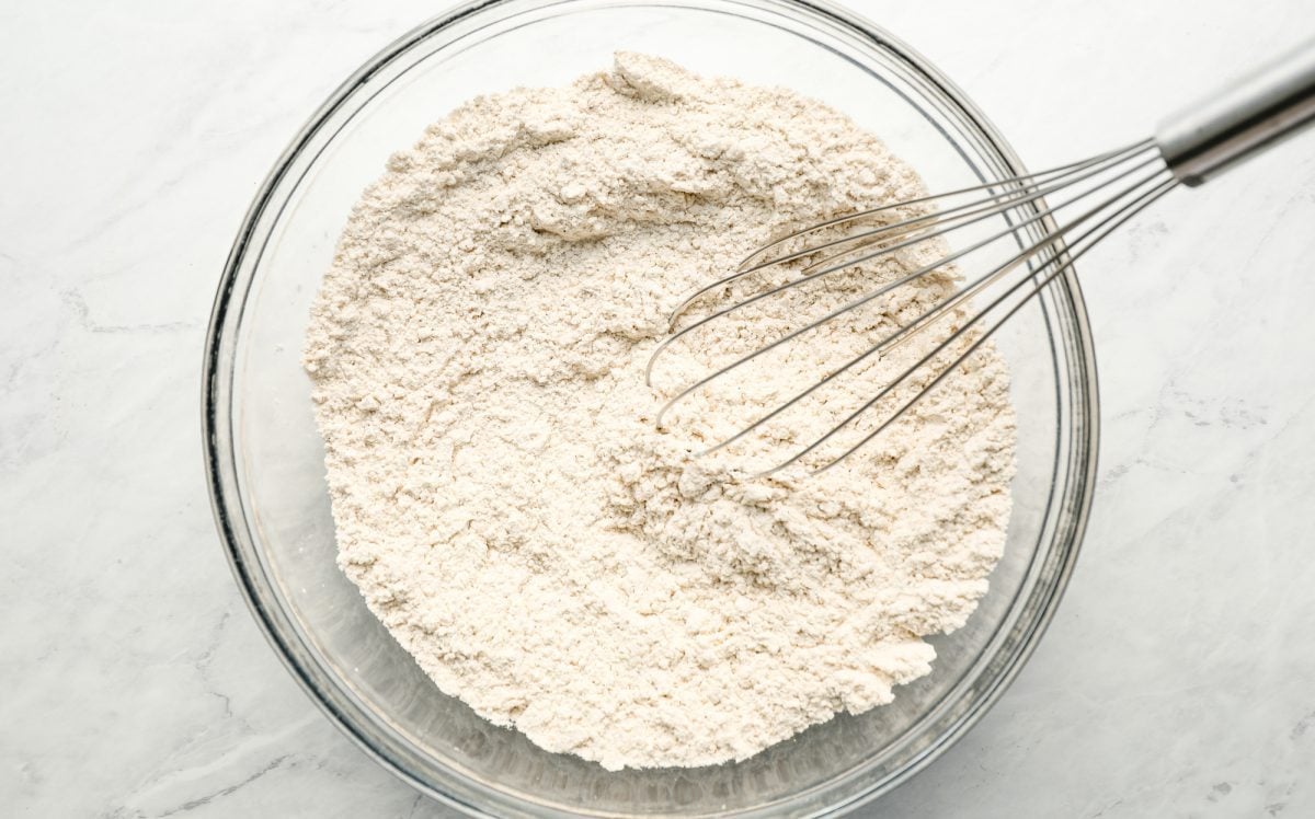 dry ingredients whisked in bowl.