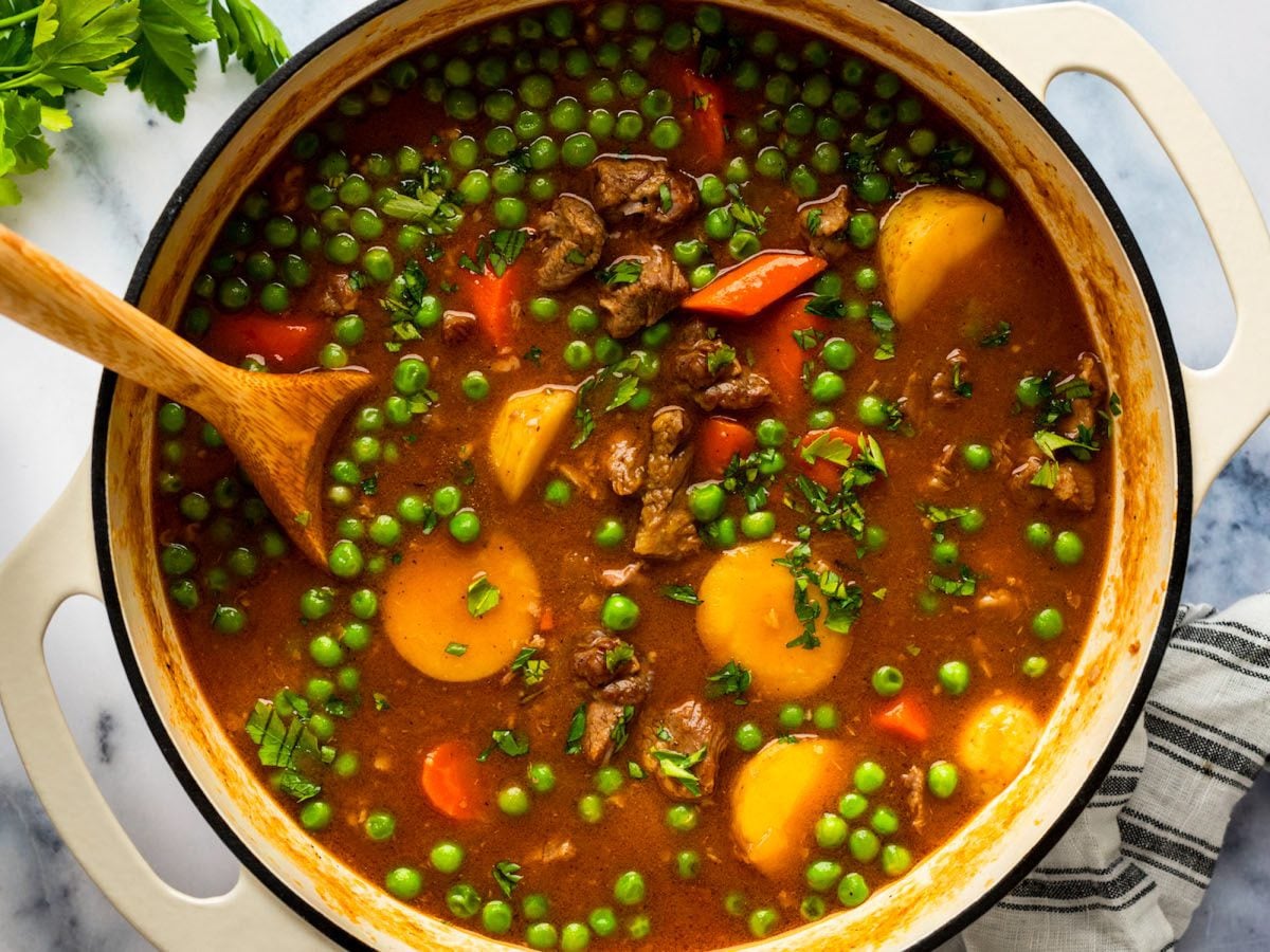 lamb stew in Dutch oven