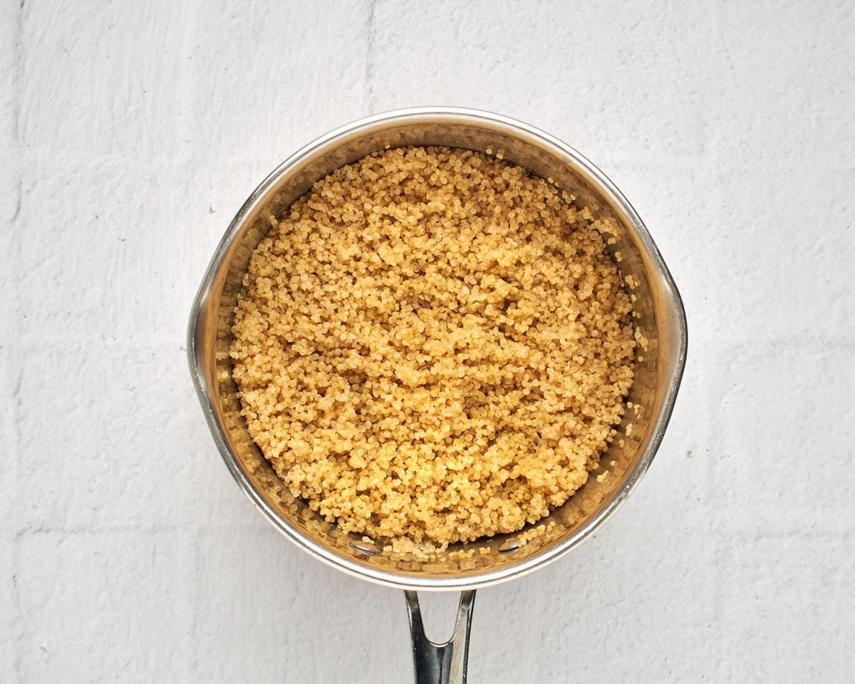 cooked quinoa in pot