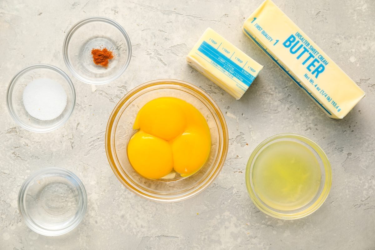 ingredients for Hollandaise sauce