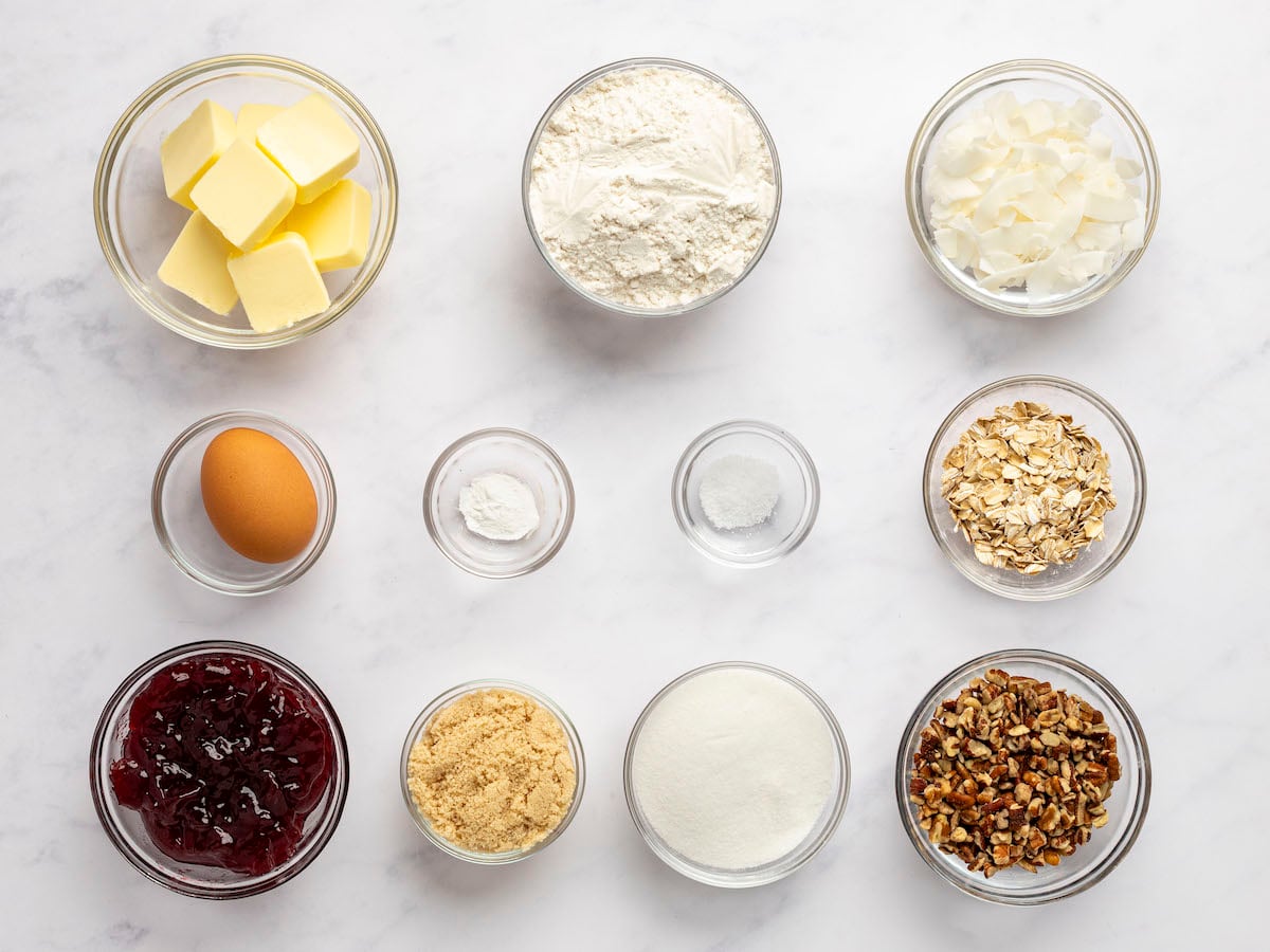 raspberry jam bars ingredients.