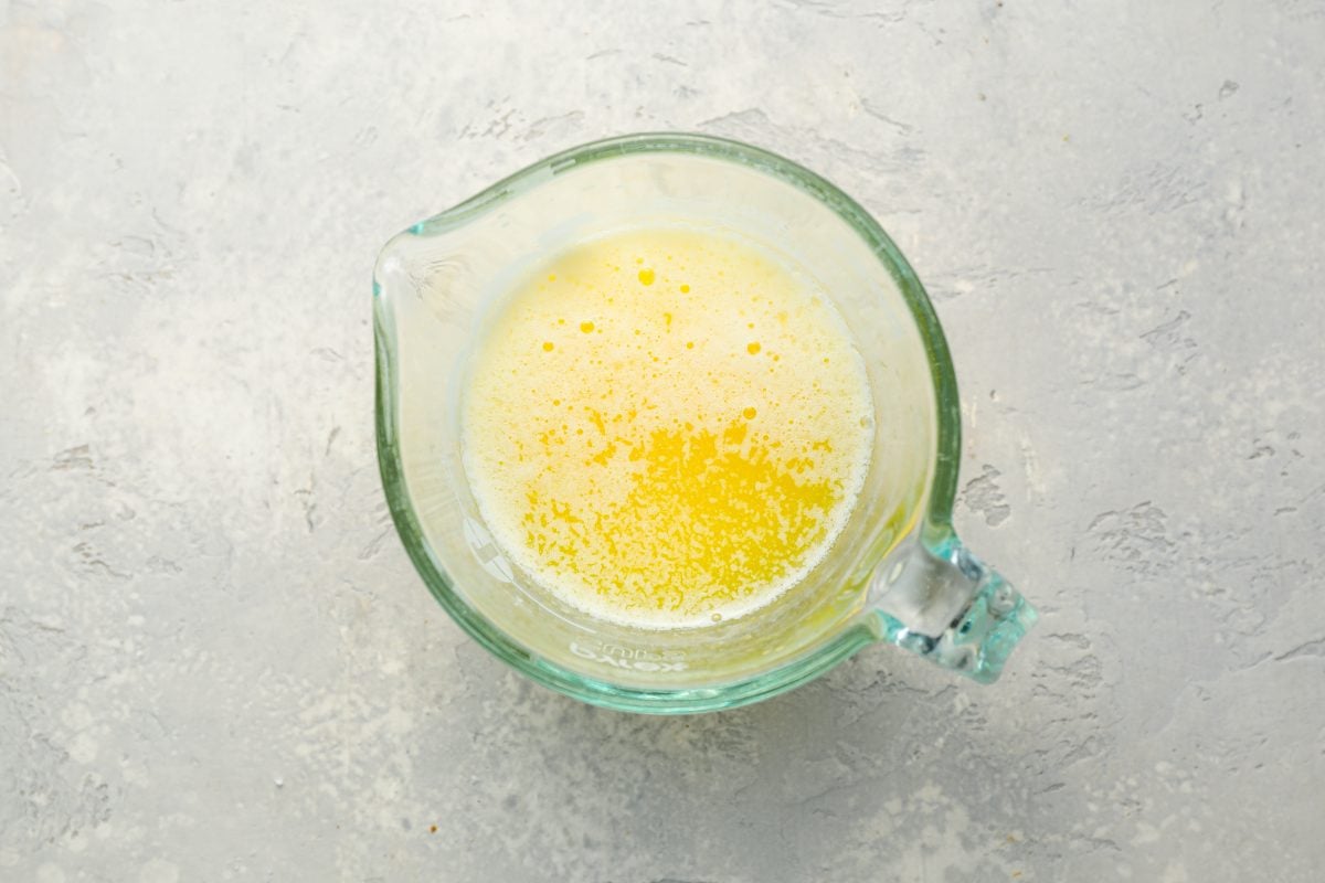 melted butter in measuring cup