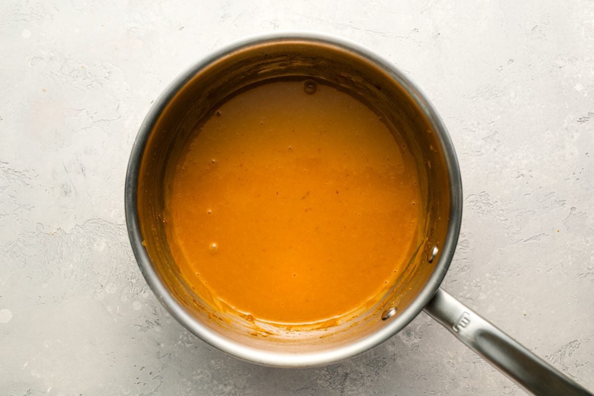 peanut sauce in saucepan.