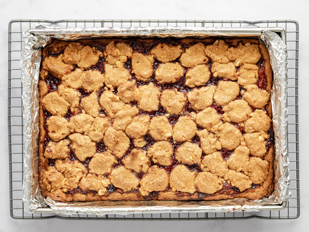 baked PB&J bars in 9x13-inch baking dish