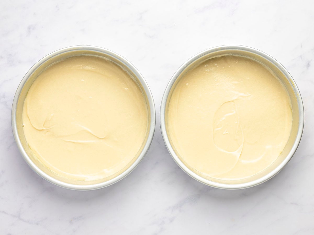 batter divided into two 9-inch round pans