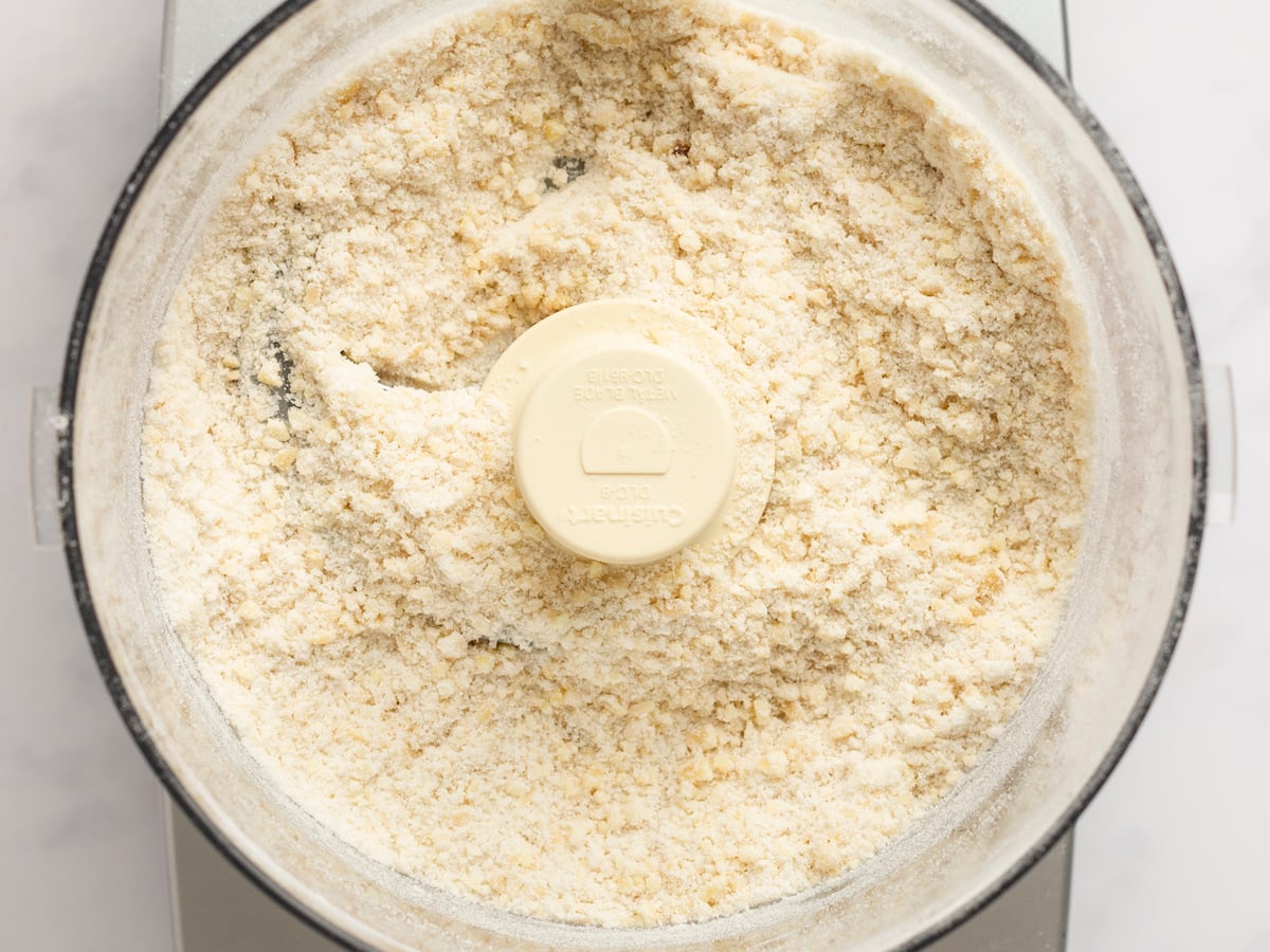 blended crust ingredients in food processor