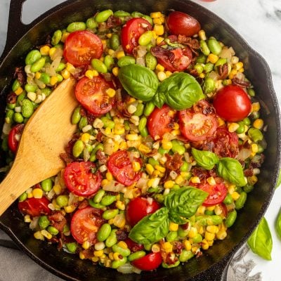 succotash in cast iron skillet