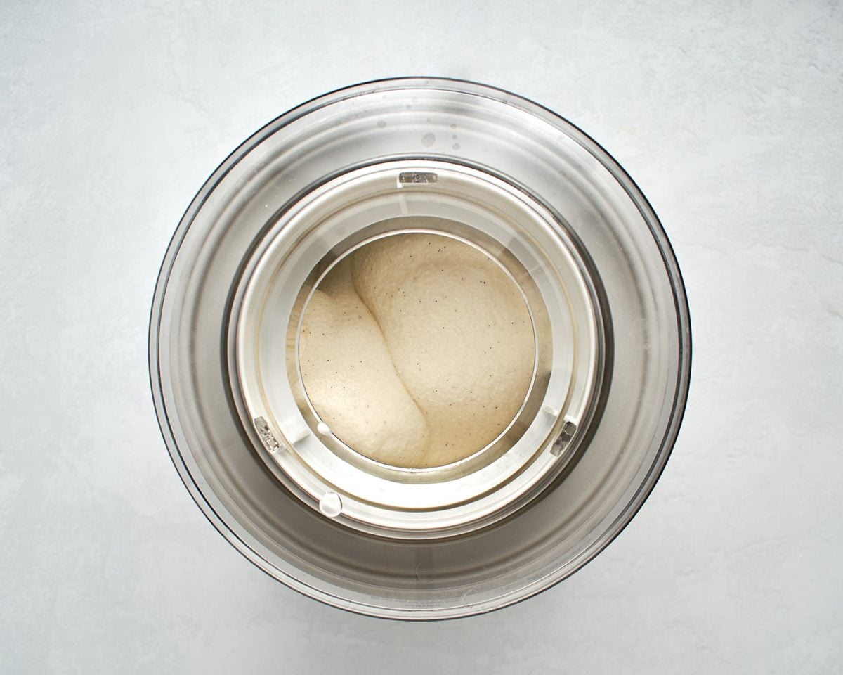 ice cream mixture in ice cream machine
